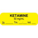 Anesthesia Label, Ketamine 50 mg/mL Date Time Initial, 1 1/2" x 1/2"